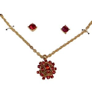 {Charter Club} Gold-Tone Bow Pendant Necklace & Crystal Stud Earrings Set